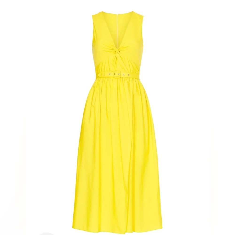 TOCCIN X RTR Bright Yellow Nylon Sleeveless Twist Front Dress Size 8 - Picture 2 of 8